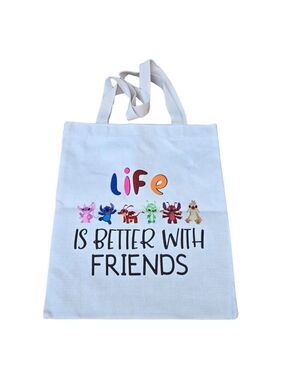 New Stitch Life Is Batter With Friends Shoulder Canvas Tote Bag